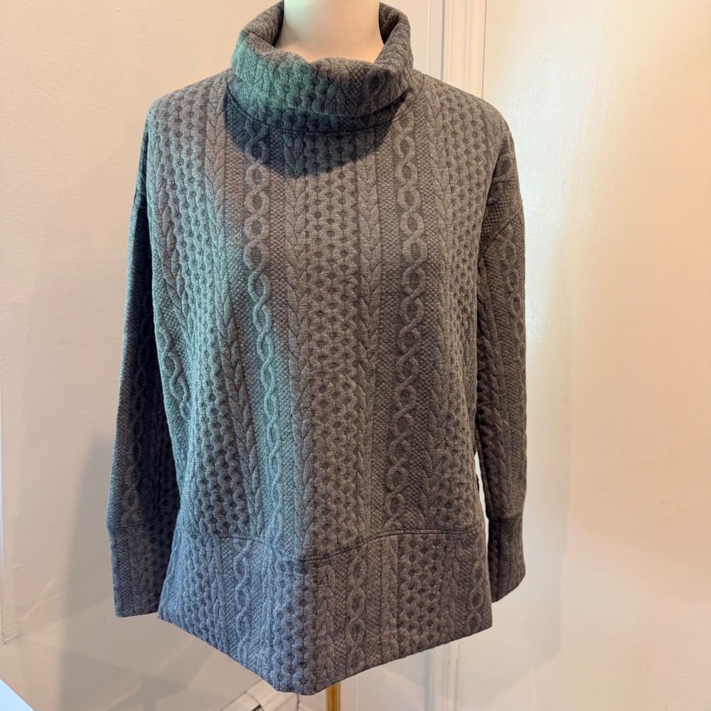 Nanette Lepore Play Grey Cable Knit Funnel Neck Pullover Sweater  | Size S NWT